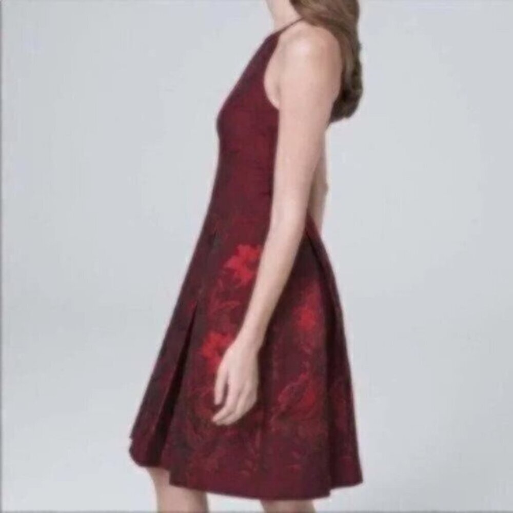 NWOT White House Black Market Floral-Jacquard Fit-And-Flare Dress - Picture 4 of 5